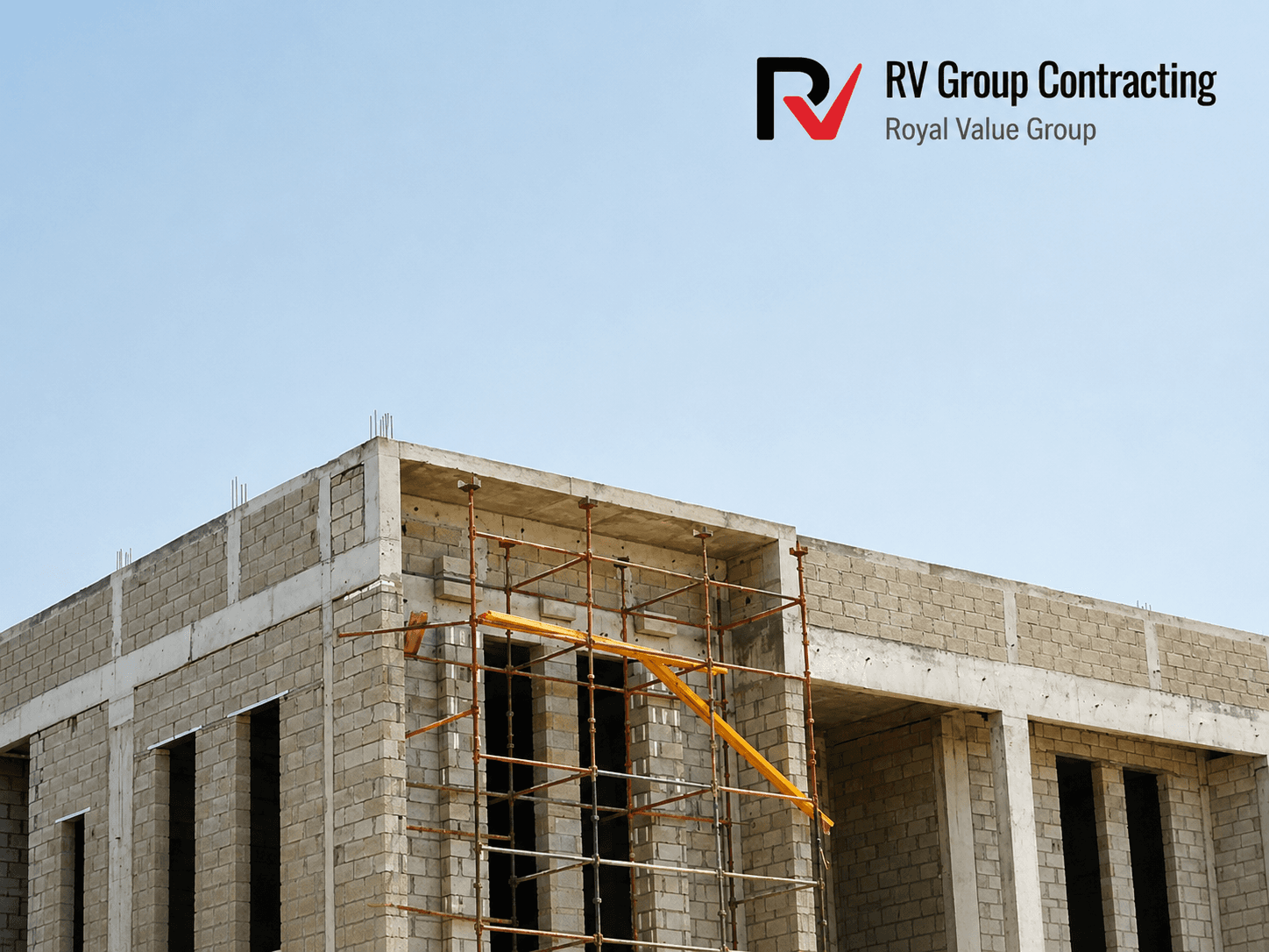 Villa under construction with scaffolding