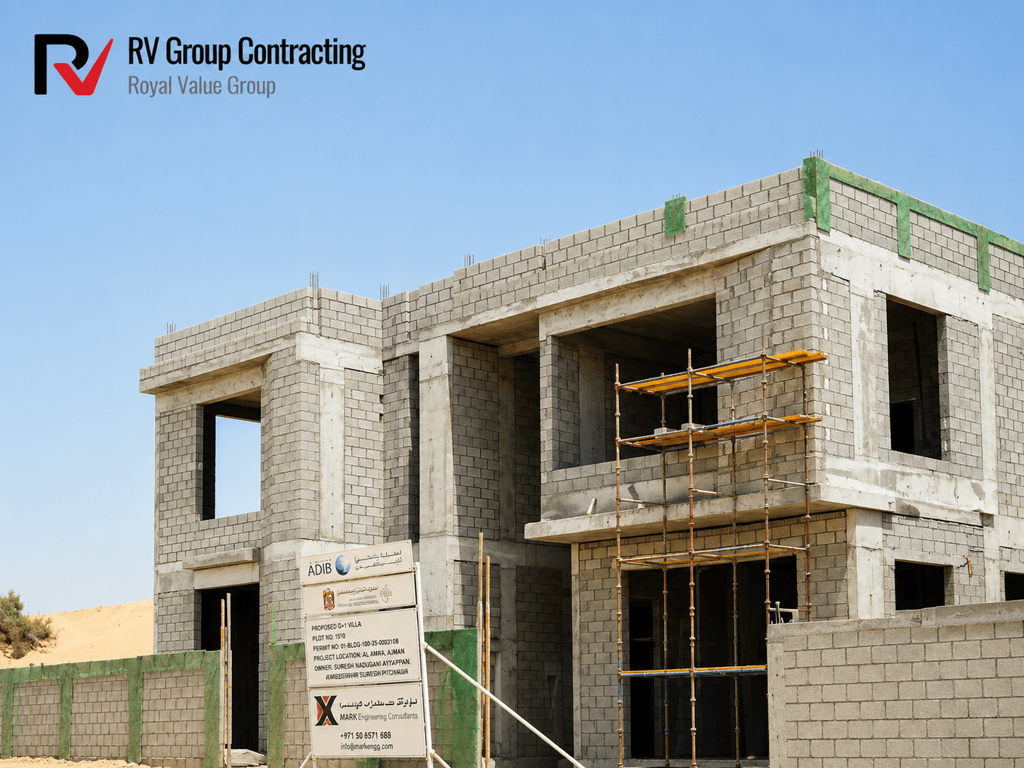 Row of villas under construction